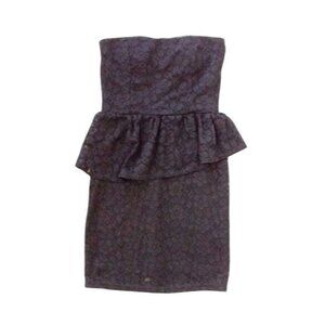 Love Culture Black Lace Strapless Peplum Dress